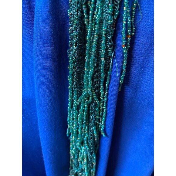 Nine West Green & Blue Beaded Fringe Tie Belt/Neck Accessory - Picture 4 of 11